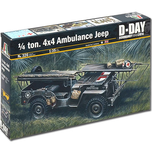 ITALERI 1/4 Ton 4x4 Ambulance Jeep D-Day 326 1:35 Military Model Kit