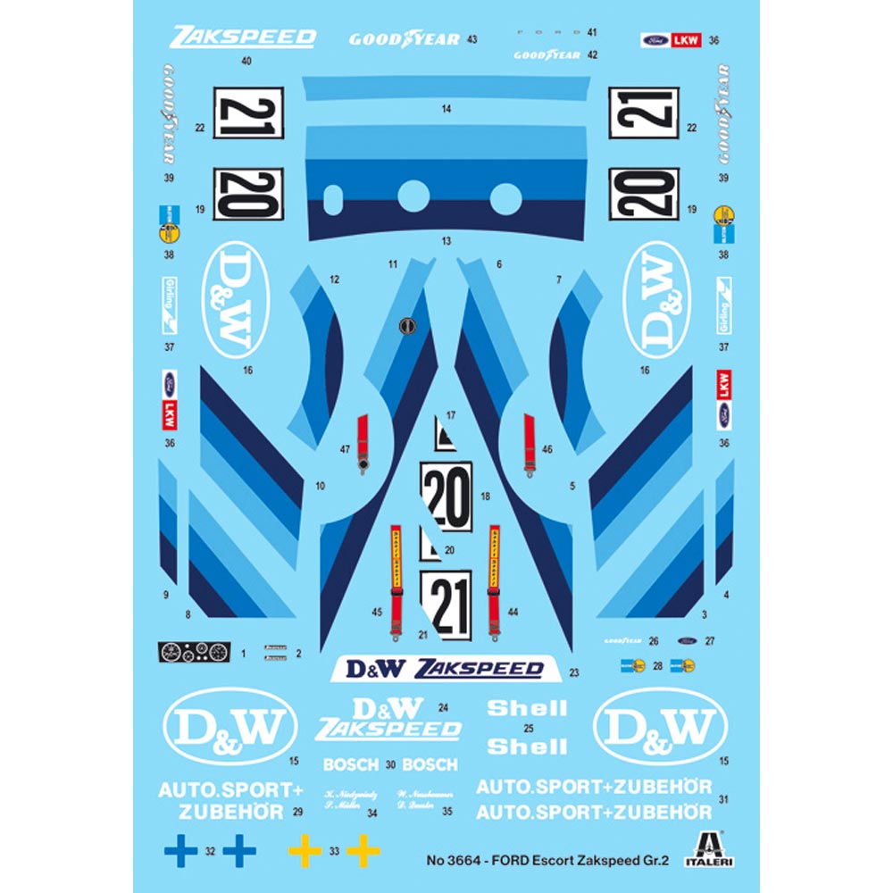 Italeri 3664 Ford Escort Zakspeed Gr.2 1:24 Car Plastic Model Kit
