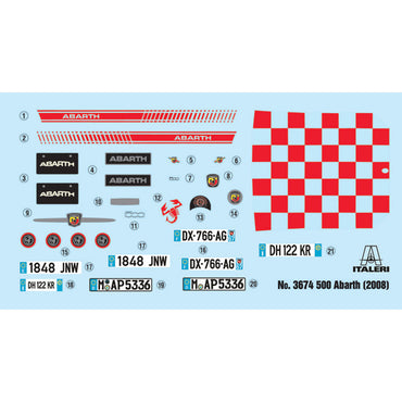 Italeri 3674 500 Abarth 2008 1:24 Model Kit