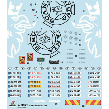 Italeri 3971 Scania 770S 4x2 Normal Roof Grey Cab 1:24 Model Kit