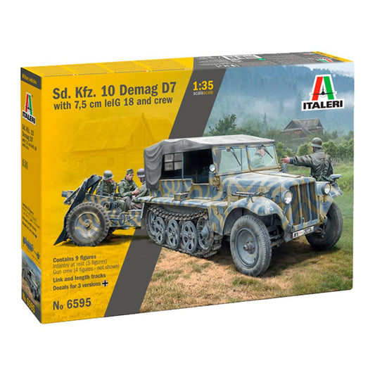 Italeri Sd.kfz.  Demag D7 w/7.5cm Le. IG 18 & 9 Crew 1:35 Plastic Model Kit 6595
