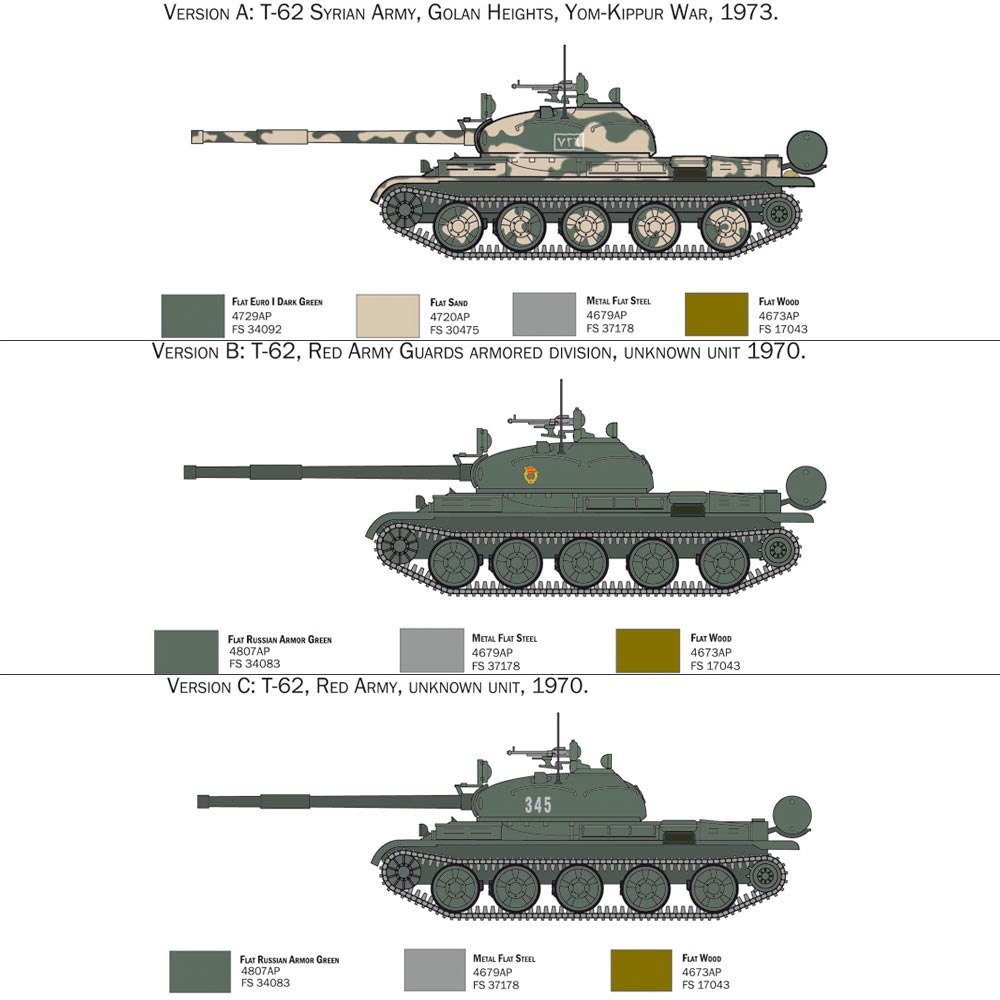 Italeri 7006 Russian t-62 Tank 1:72 Plastic Model Kit