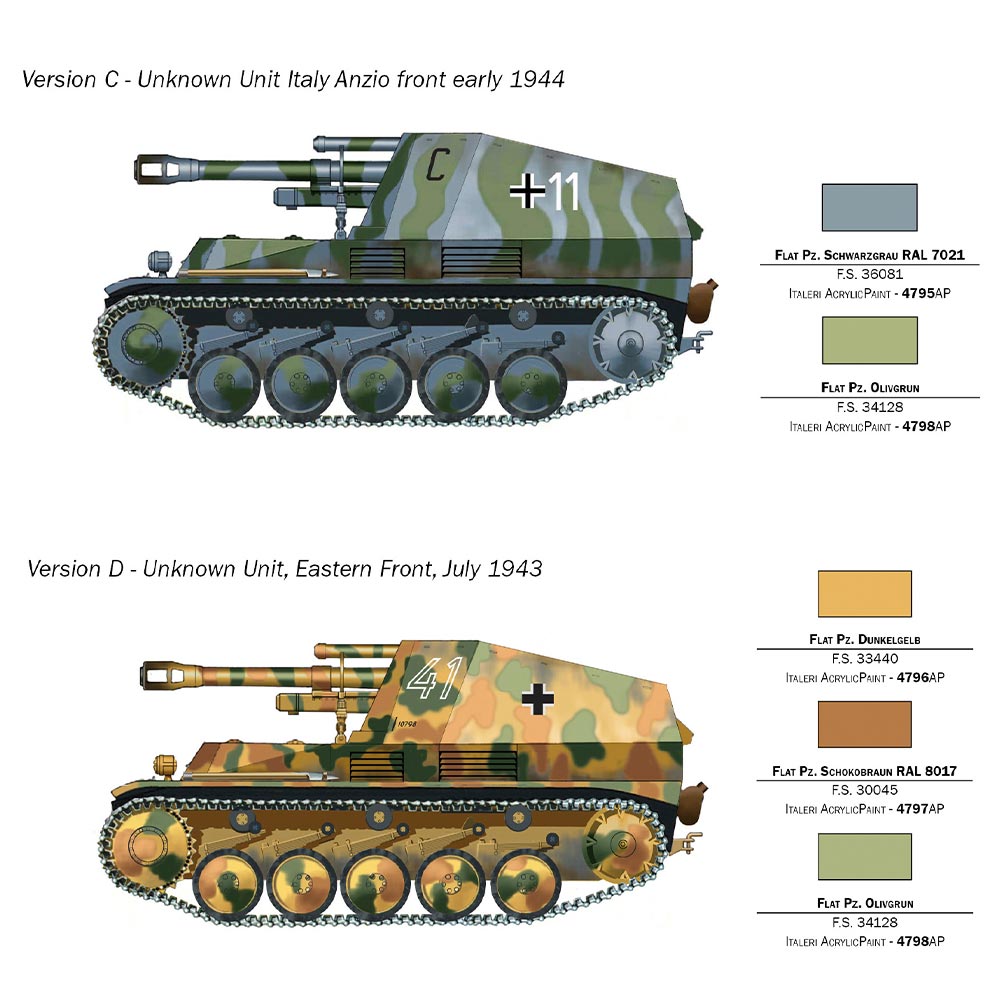 Italeri 7061 Sd.Kfz.124 Wespe 1:72 Plastic Tank Model Kit