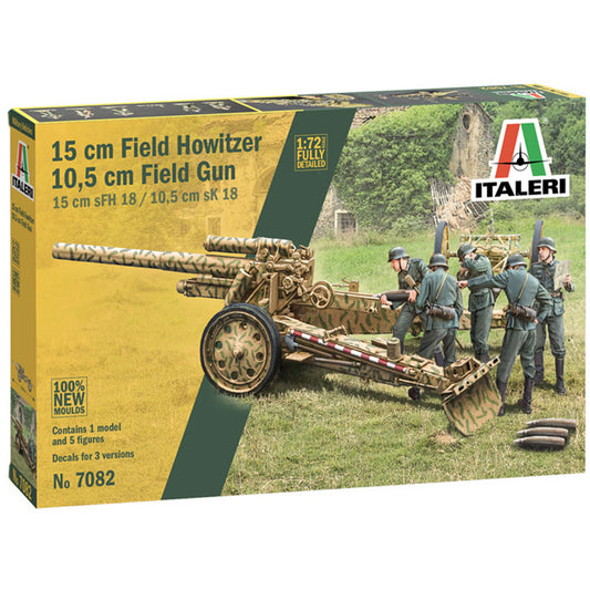 Italeri 7082 15cm Field Howitzer/10.5cm Field Gun 1:72 Plastic Model Gun Kit