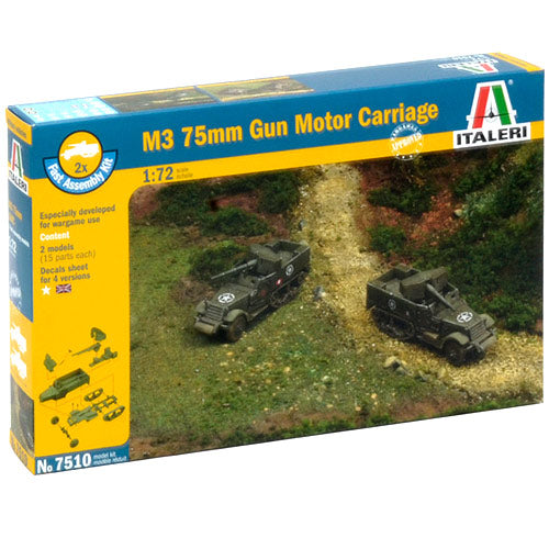 ITALERI M3 75mm Gun Motor Carriage 7510 1:72 Fast Assembly Model Kit