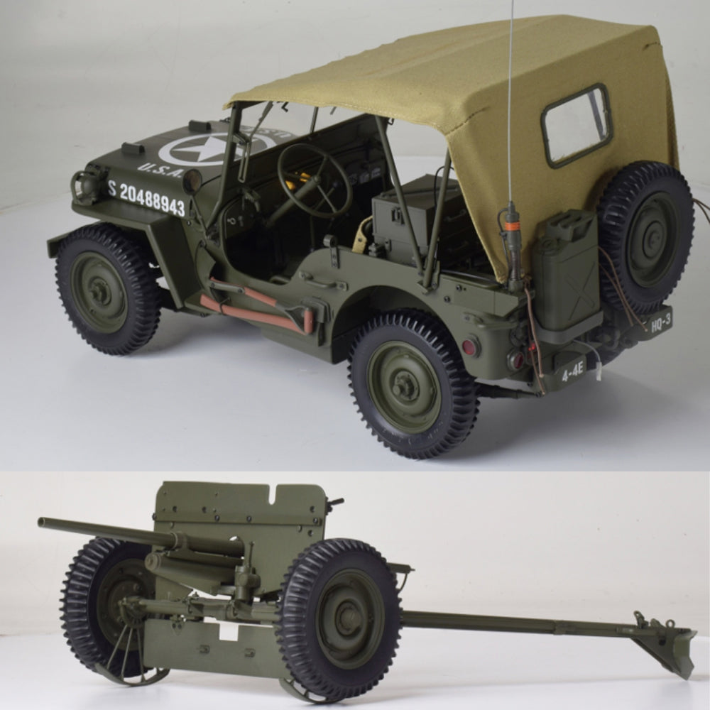 IXO Full Kit: Willys Jeep & Trailer 1:8 Metal Model Kit