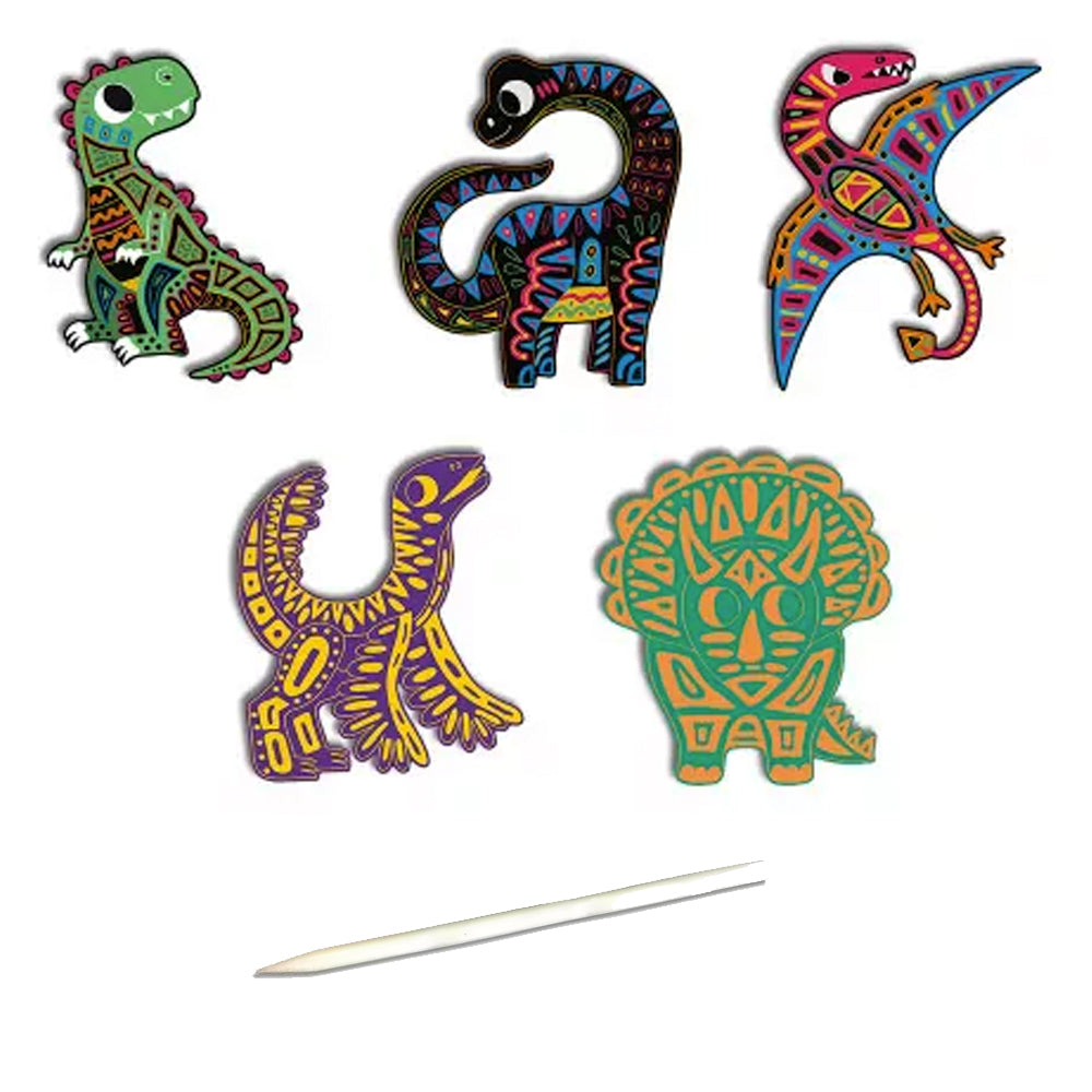 Janod Scratch Art Dinosaur Cut Outs Craft Kit J07889