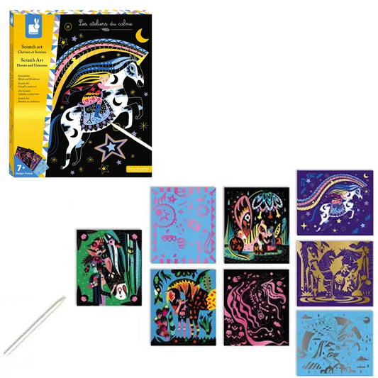 Janod Scratch Art Horses and Unicorns Craft Kit J07895