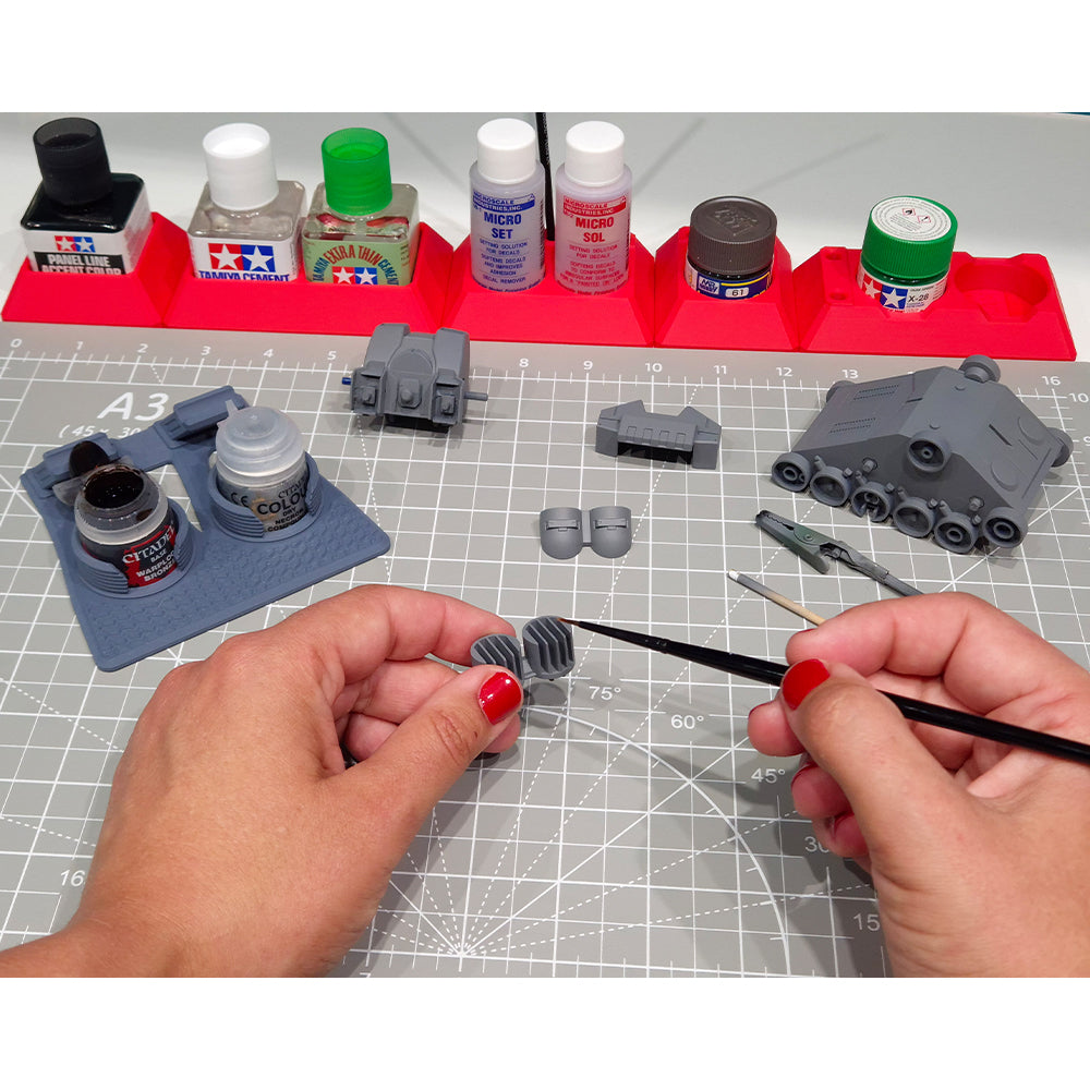 Jadlam 3D Printed Citadel Paint Double Holder (Red)