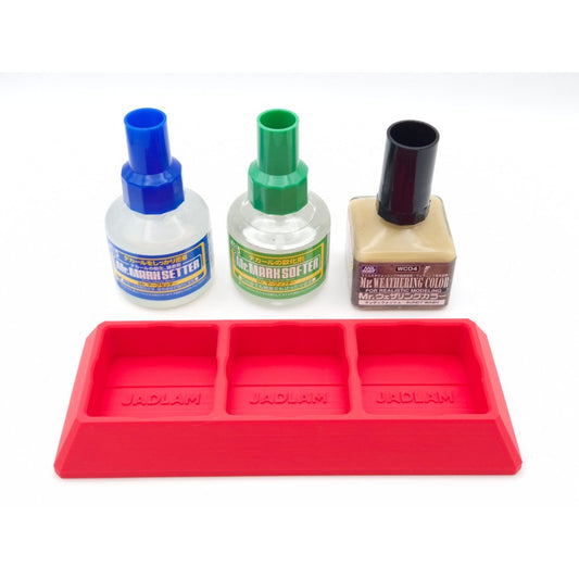 Jadlam 3D Mr Hobby Mr Cement Glue & Mark Setter/Softer Triple Holder (Red)