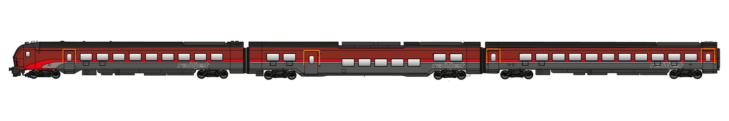 Jagerndorfer OBB Railjet Coach Set (3) VI (~AC-Sound) JC12302 HO Gauge