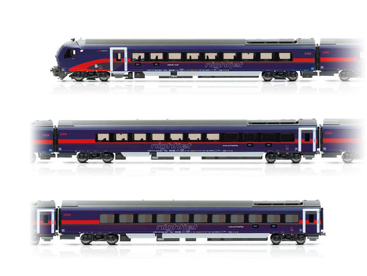 Jagerndorfer OBB Nightjet Coach Set (3) VI (~AC) JC12310 HO Gauge