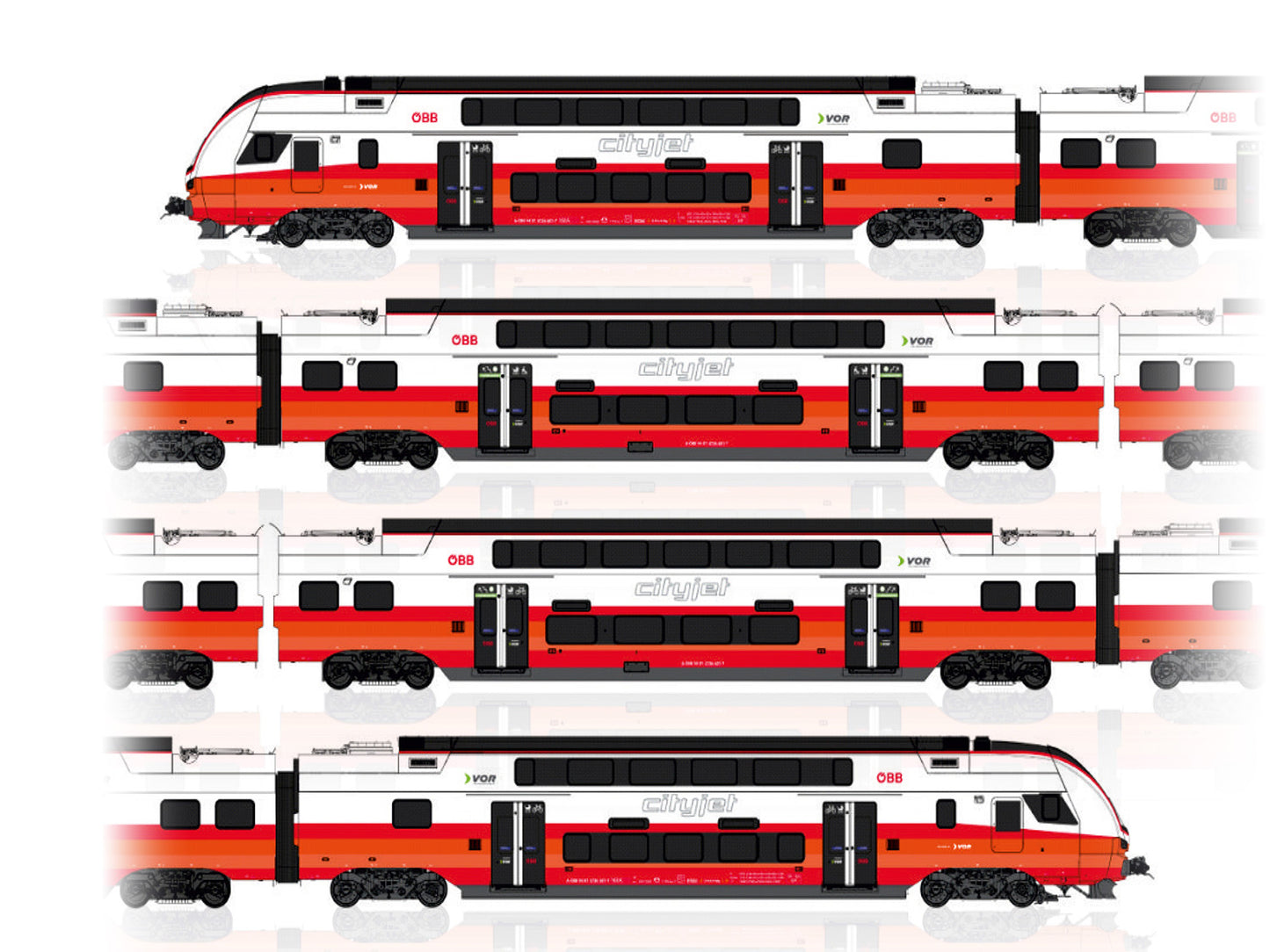 Jagerndorfer OBB Cityjet Rh4734 4 Car EMU VI (~AC-Sound) JC14002 HO Gauge