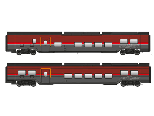 Jagerndorfer OBB Railjet II Coach Set (2) VI JC71201 HO Gauge