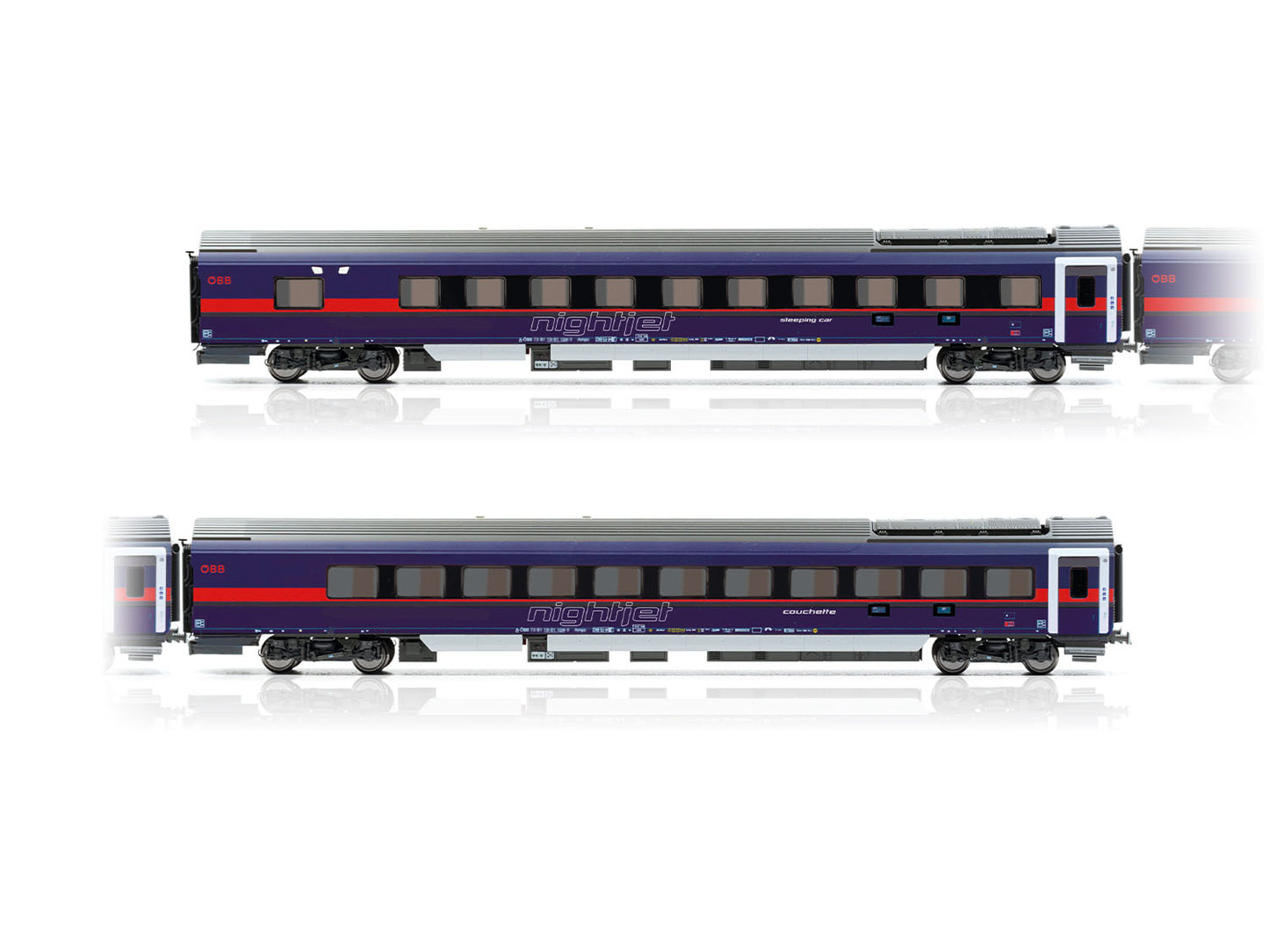 Jagerndorfer OBB Nightjet Coach Set (2) VI JC71410 HO Gauge