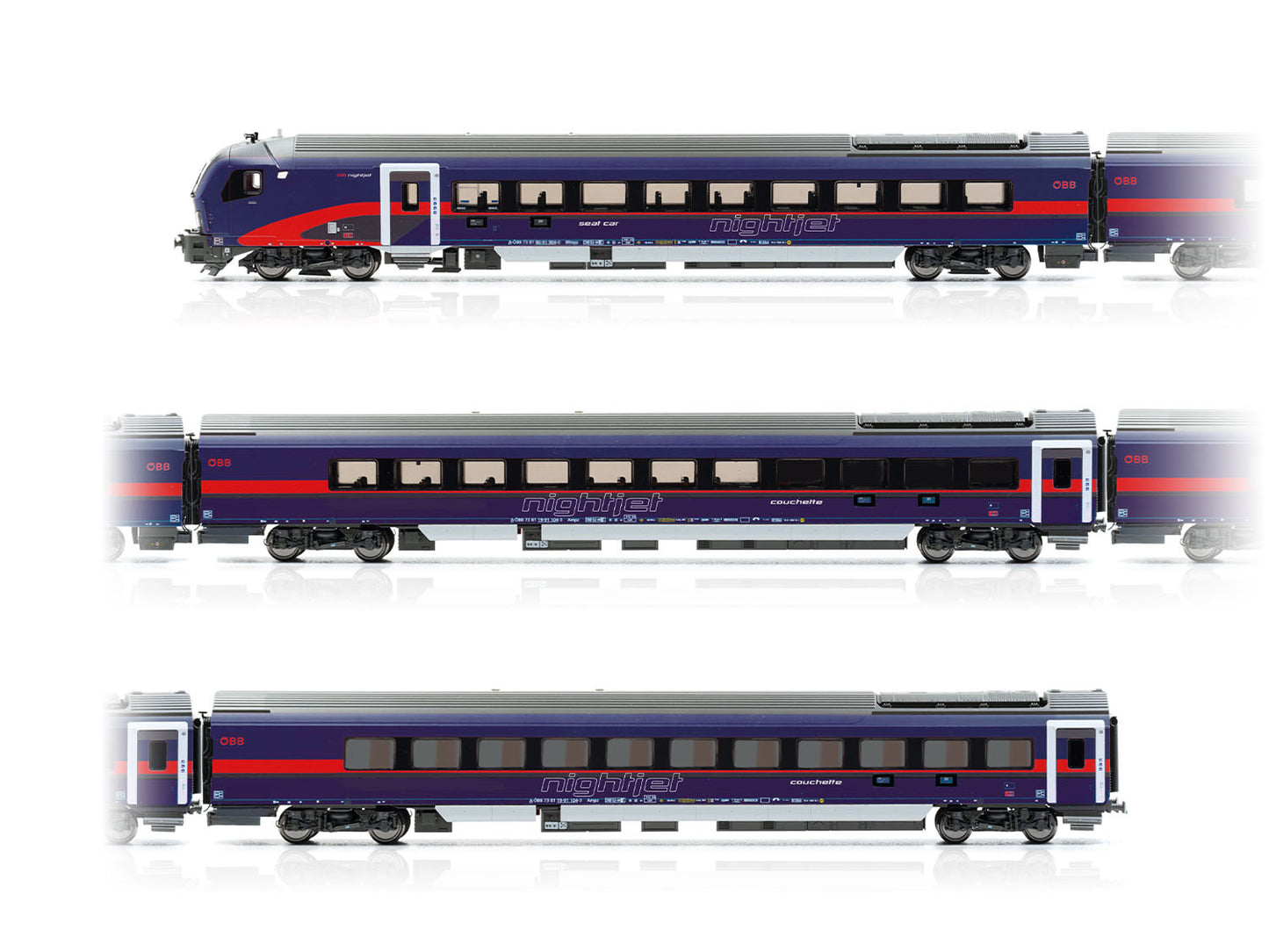 Jagerndorfer OBB Nightjet Coach Set (3) VI (DCC-Fitted) JC72310 HO Gauge