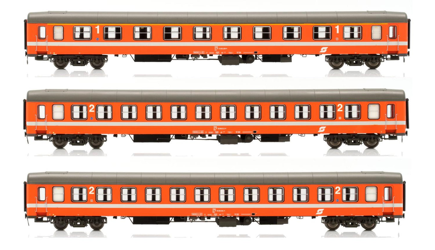 Jagerndorfer OBB UIC-X Coach Set (3) IV JC90501 HO Gauge