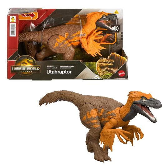 Jurassic World Rebirth: Utahraptor Wild Roar Dinosaur Toy JGC80