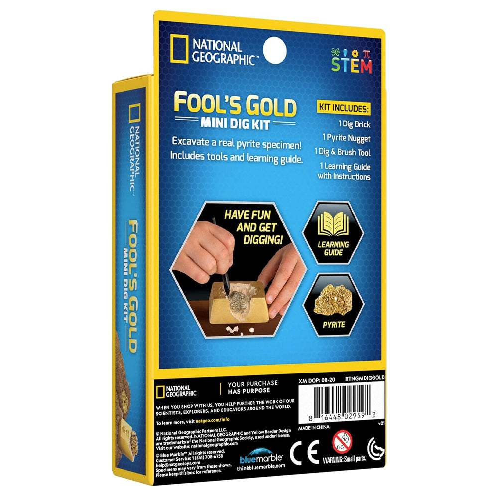 National Geographic Fool's Gold Mini Dig Kit Age 8+ STEM Toy JM80555U