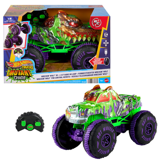 Hot Wheels Monster Trucks 1:15 Mutant Chaos Wreckin Wolf RC