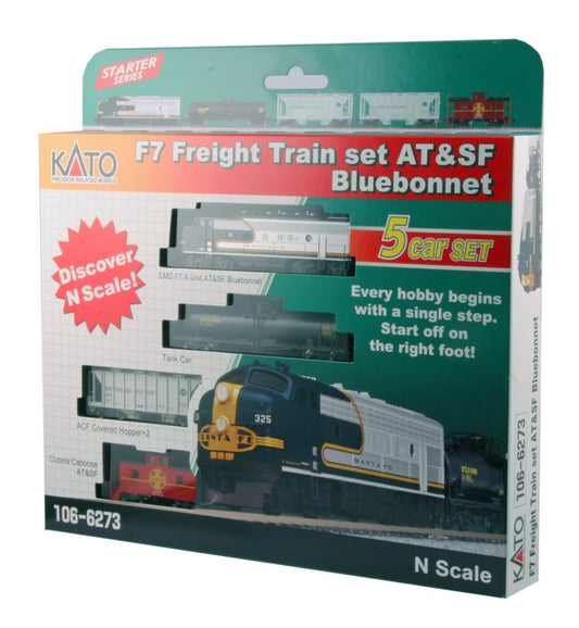 Kato AT&SF Bluebonnet EMD F7 Freight Train Set (DCC-Fitted) K106-6273-DCC Gauge
