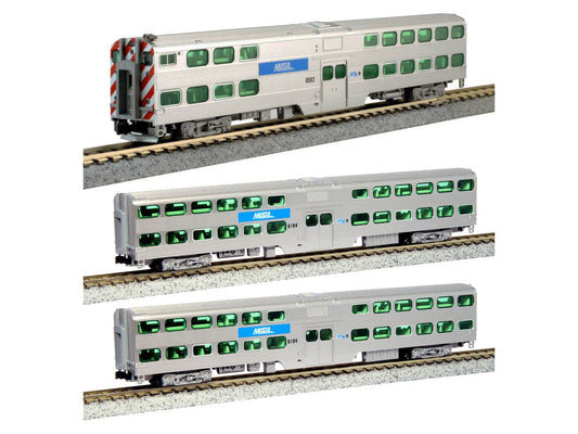 Kato Gallery Bi-Level Coach Set (3) Chicago Metra (DCC-Sound) K106-8703-S Gauge