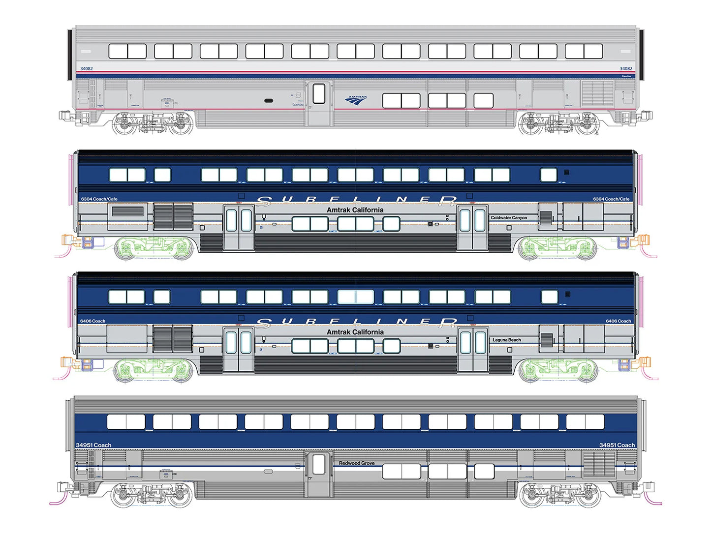 Kato Amtrack Surfliner 4 Car Add on Set K106-9002 N Gauge