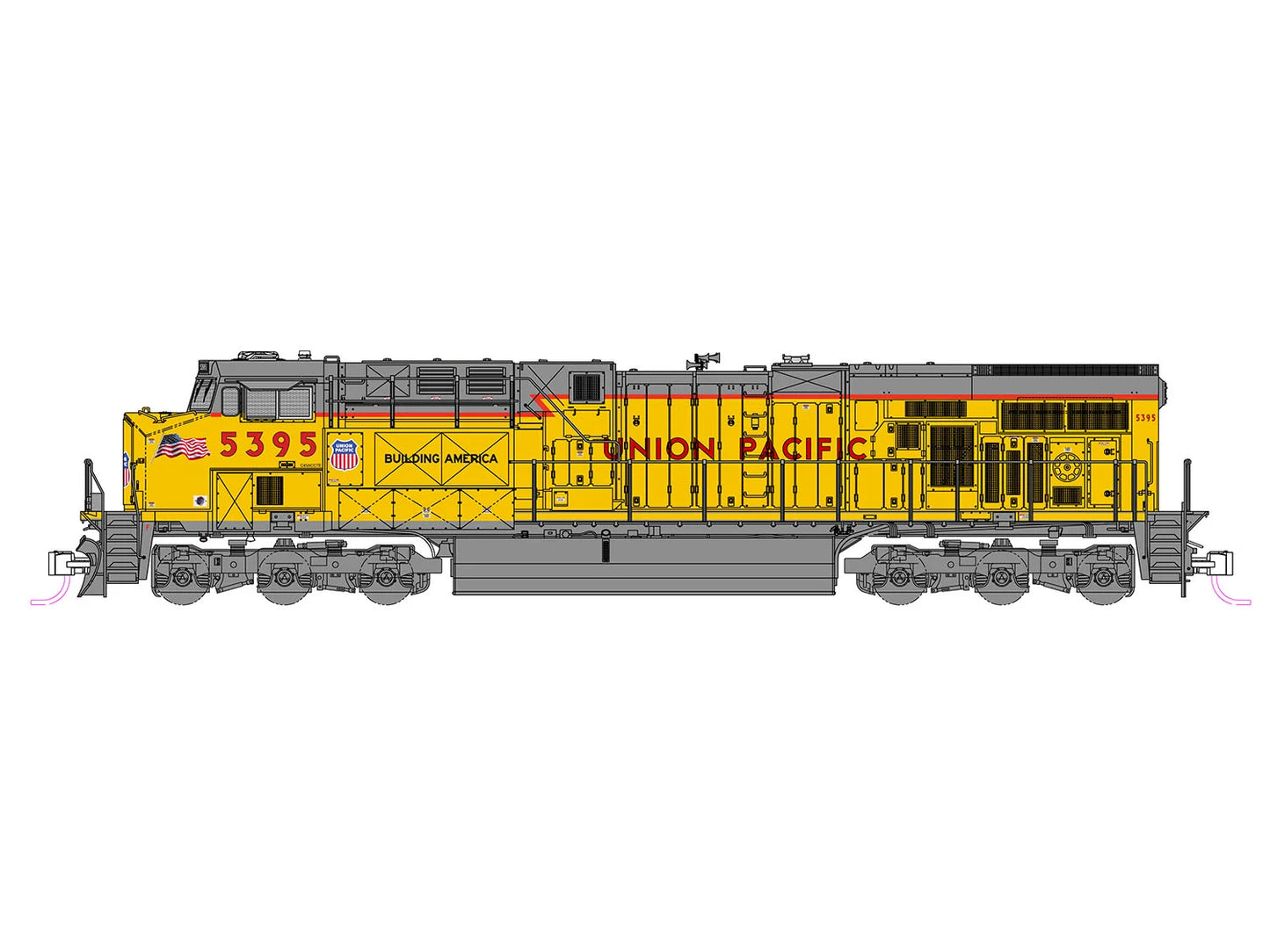 Kato ES44AC Loco Union Pacific 5395 Nose Flags (DCC-Sound) K176-8965-S N Gauge