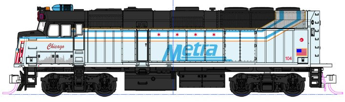 Kato EMD F40PH Chicago Metra 104 'City of Chicago' DCC-Fitted K176-CHICAGO-DCC N