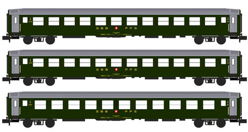 Kato 23011 SBB RIC Coach Set A (3) IV N Gauge