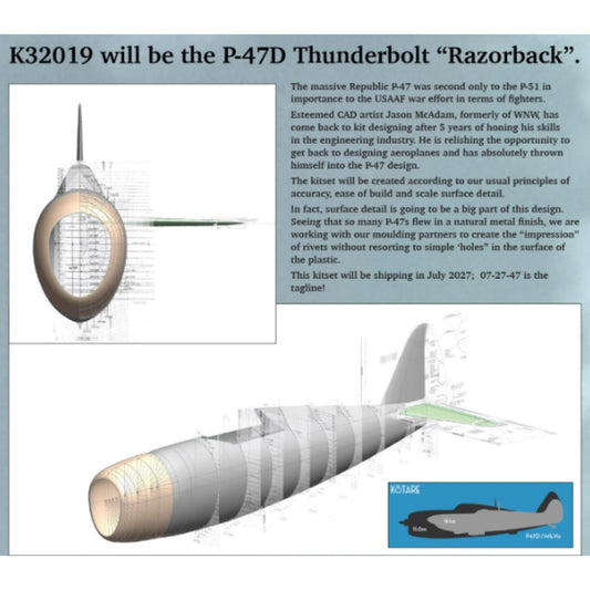 Kotare K32019 P-47D Thunderbolt 'Razorback' 1:32 Model Kit