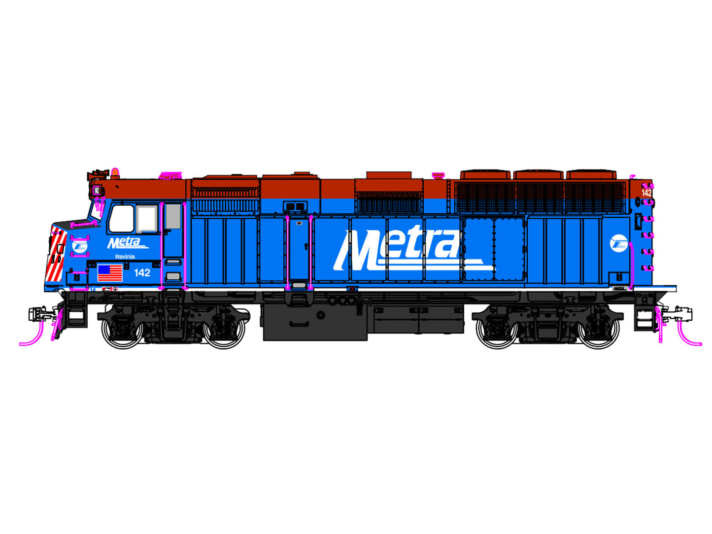 Kato EMD F40PH w/Ditch Lights Chicago Metra 142 (DCC-Fitted) K37-6574-DCC Gauge