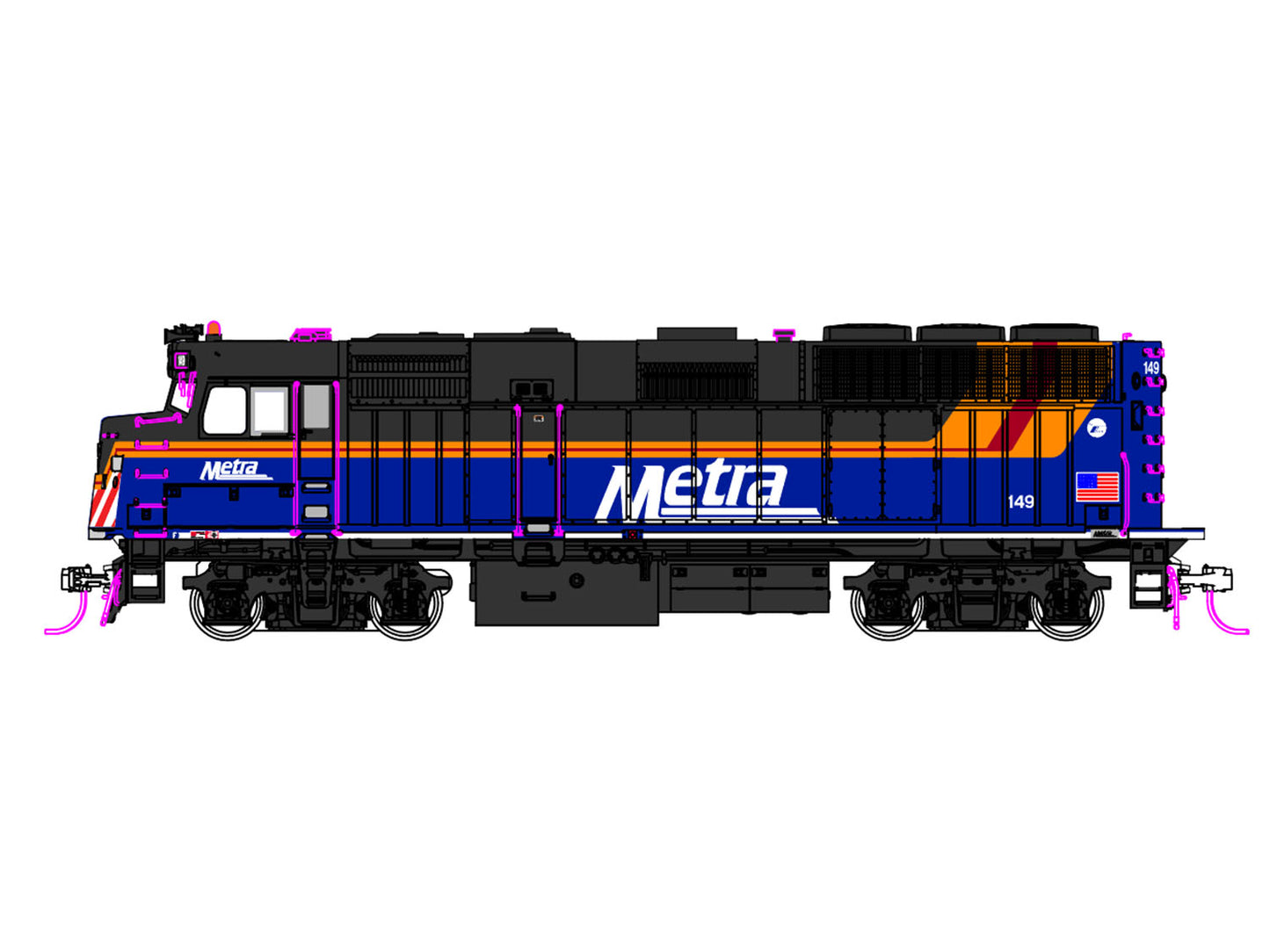 Kato EMD F40PH w/Ditch Lights Chicago Metra 149 (DCC-Fitted) K37-6575-DCC