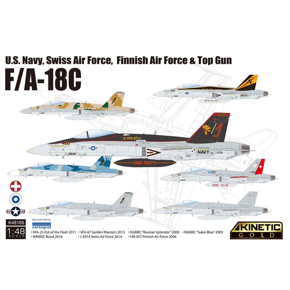 Kinetic 48185 F/A-18C USN, Top Gun, Swiss & Finish Air Force 1:48 Model Kit