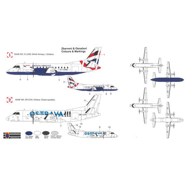 Kovozavody Prostejov 2002 Saab 340 British Airways/Ostrava 1:200 Model Kit