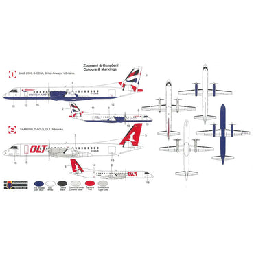 Kovozavody Prostejov 2005 Saab 2000 OLT/British Airways 1:200 Model Kit