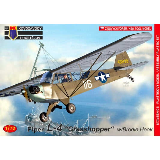 Kovozavody Prostejov 72191 Piper L-4 Grasshopper w/Brodie Hook 1:72 Model Kit