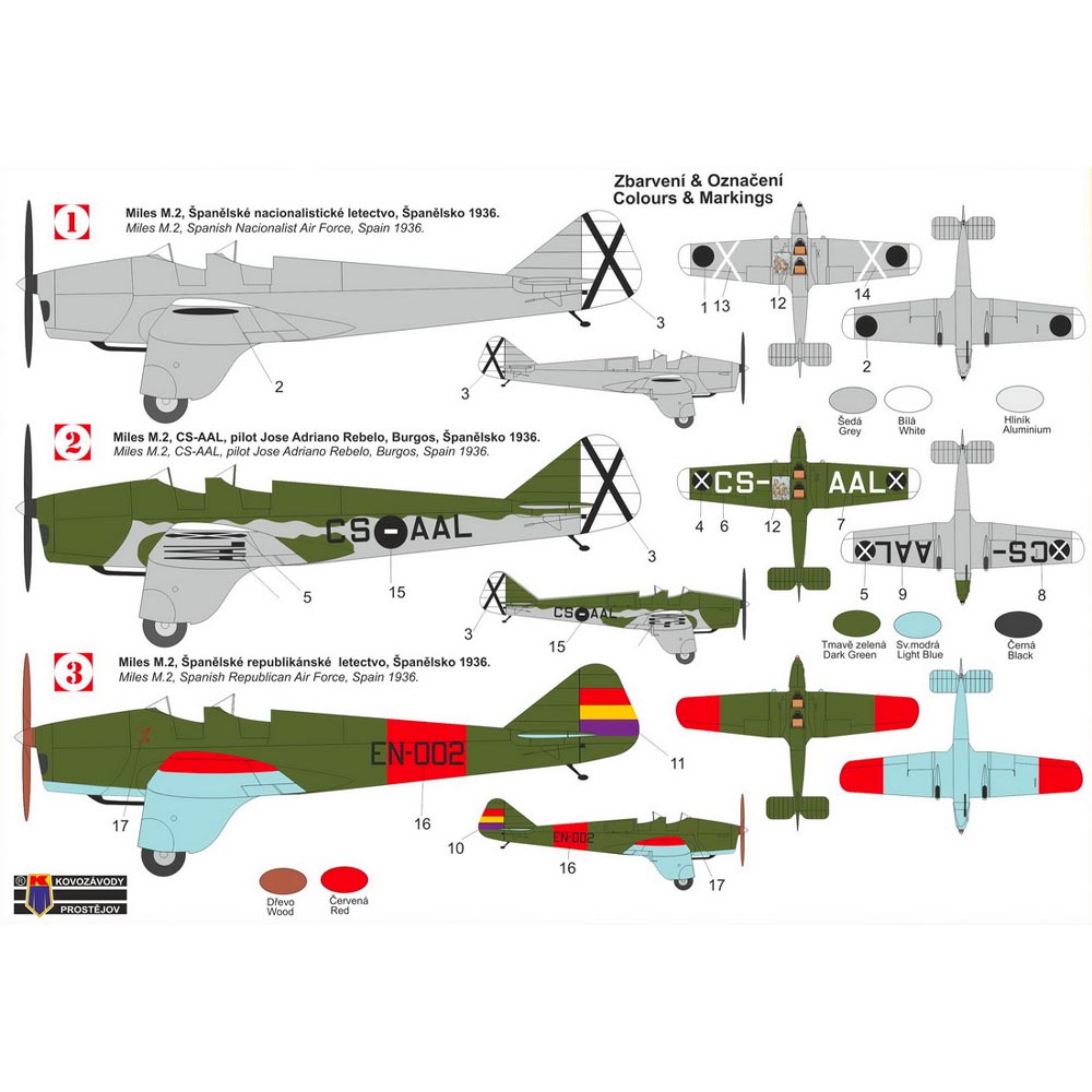 Kovozavody Prostejov 72282 Miles M.2H Hawk Major 'Over Spain' 1:72 Model Kit