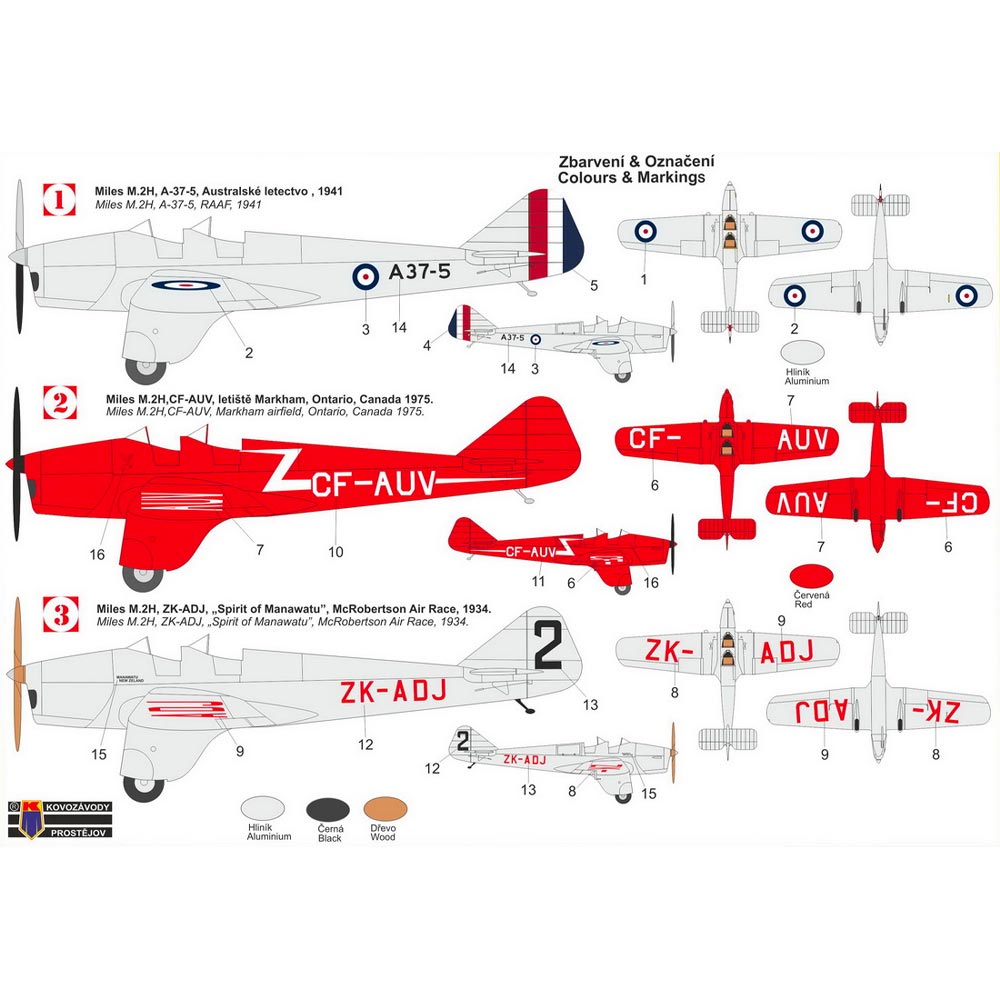 Kovozavody Prostejov 72283 Miles M.2H Hawk Major 'International' 1:72 Model Kit