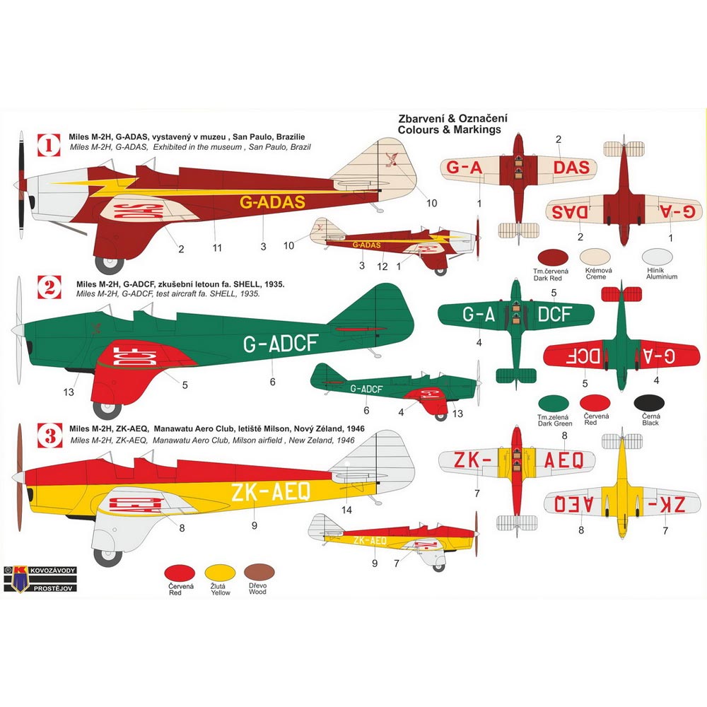 Kovozavody Prostejov 72285 Miles M.2H Hawk Major 'Civil Liveries' 1:72 Model Kit