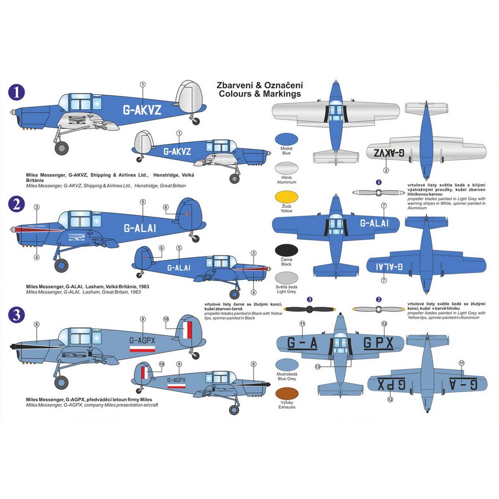 Kovozavody Prostejov 72317 Miles Messenger M.38 'Civil Liveries' 1:72 Model Kit