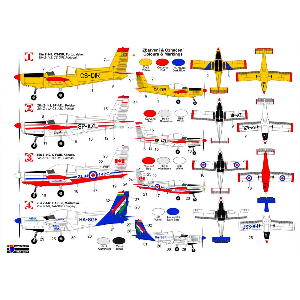 Kovozavody Prostejov 72407 Zlin Z-142 'Export' 1:72 Model Kit