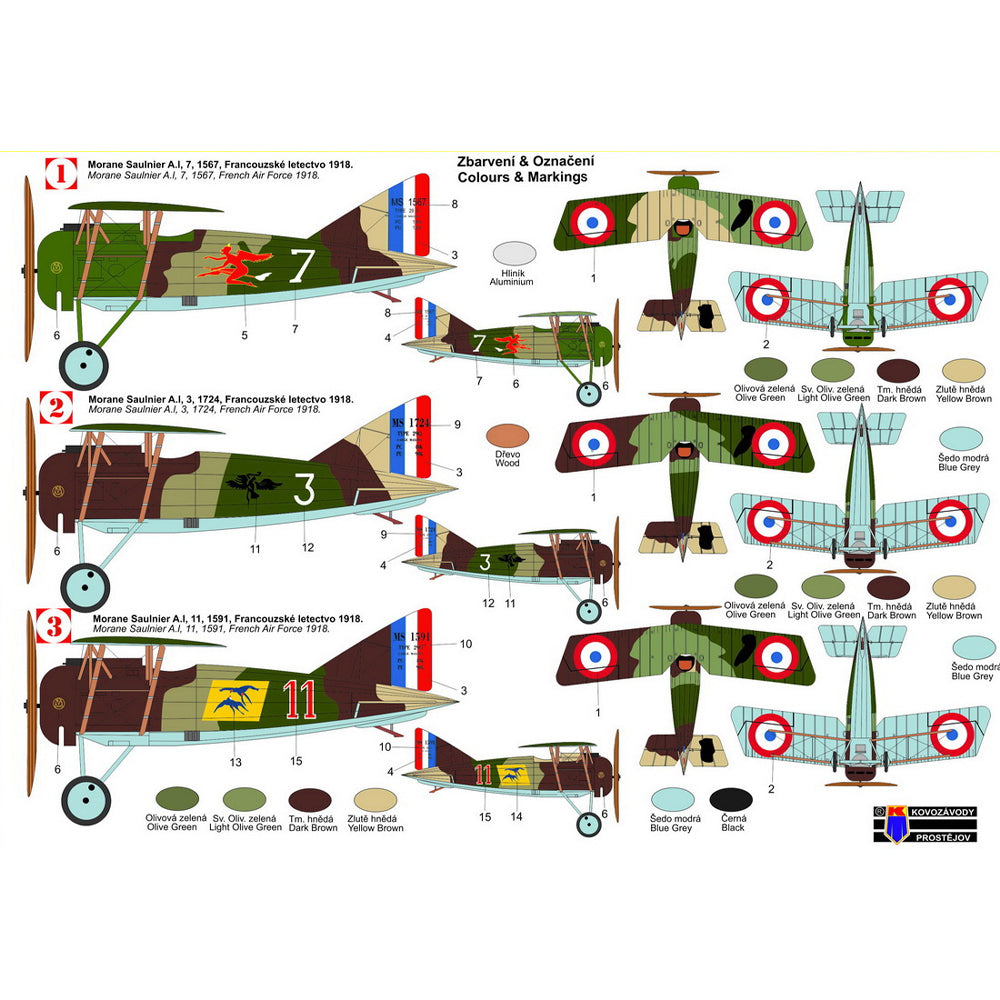 Kovozavody Prostejov 72453 Morane Saulnier MS.A.I 'Over France' 1:72 Model Kit