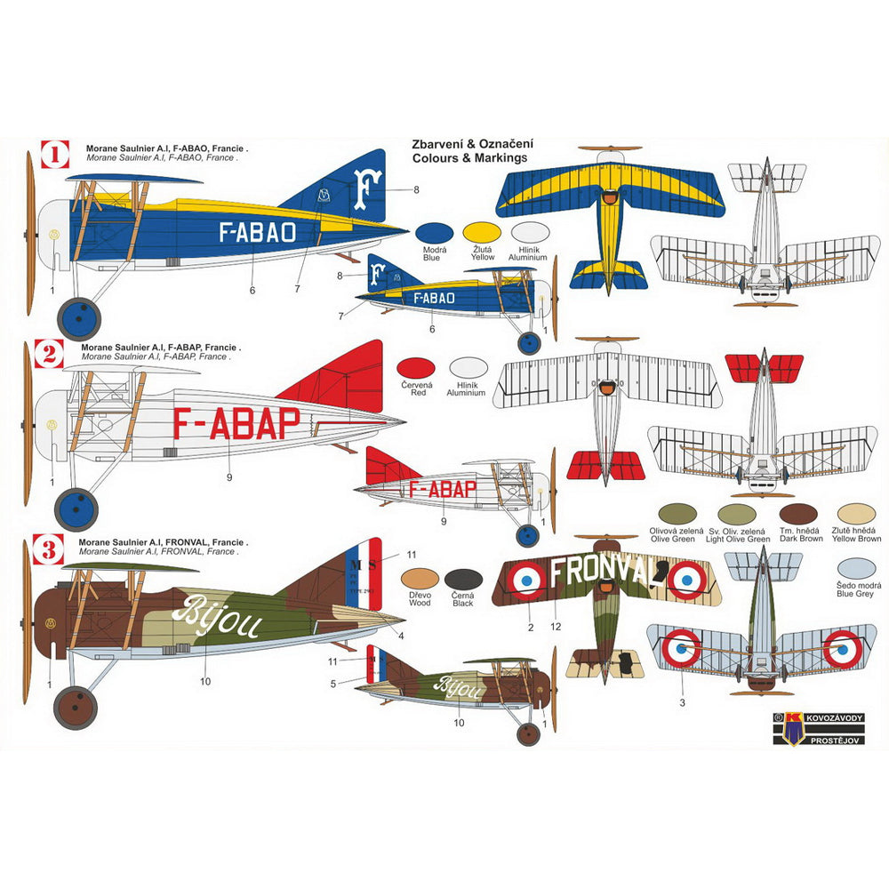 Kovozavody Prostejov 72454 Morane Saulnier MS.A.I French Services 1:72 Model Kit