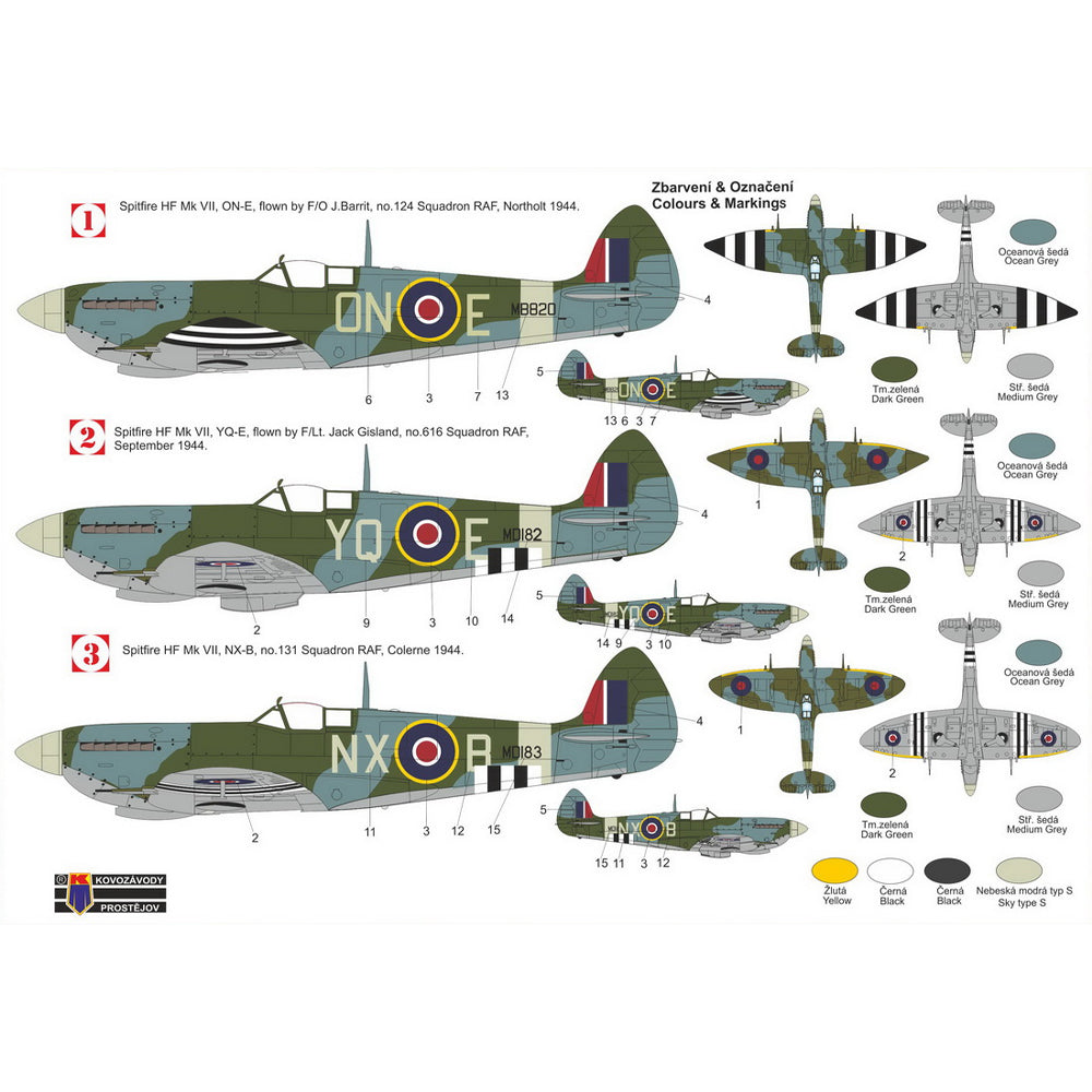 Kovozavody Prostejov 72478 Spitfire HF.VII D-Day Invasion Stripes 1:72 Model Kit