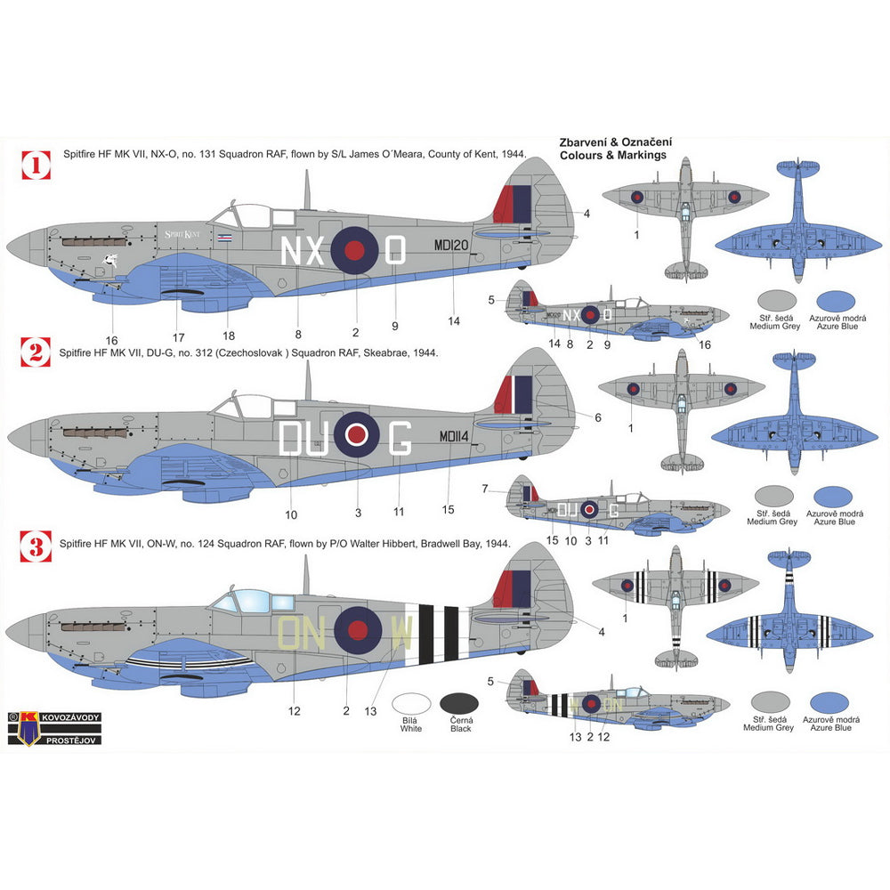 Kovozavody Prostejov 72479 Supermarine Spitfire HF.VII Grey Camo 1:72 Model Kit