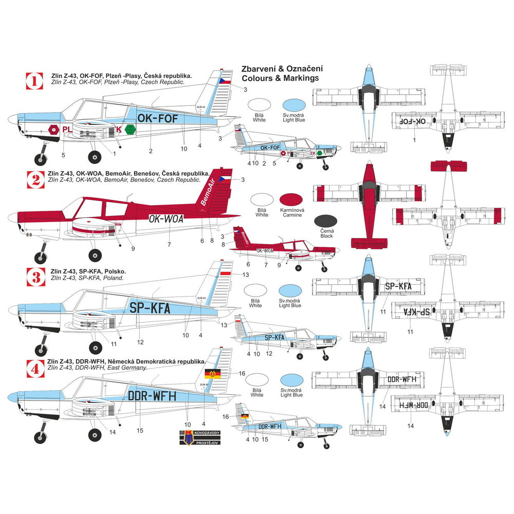 Kovozavody Prostejov 72485 Zlin Z-43 Aeroclubs 1:72 Model Kit