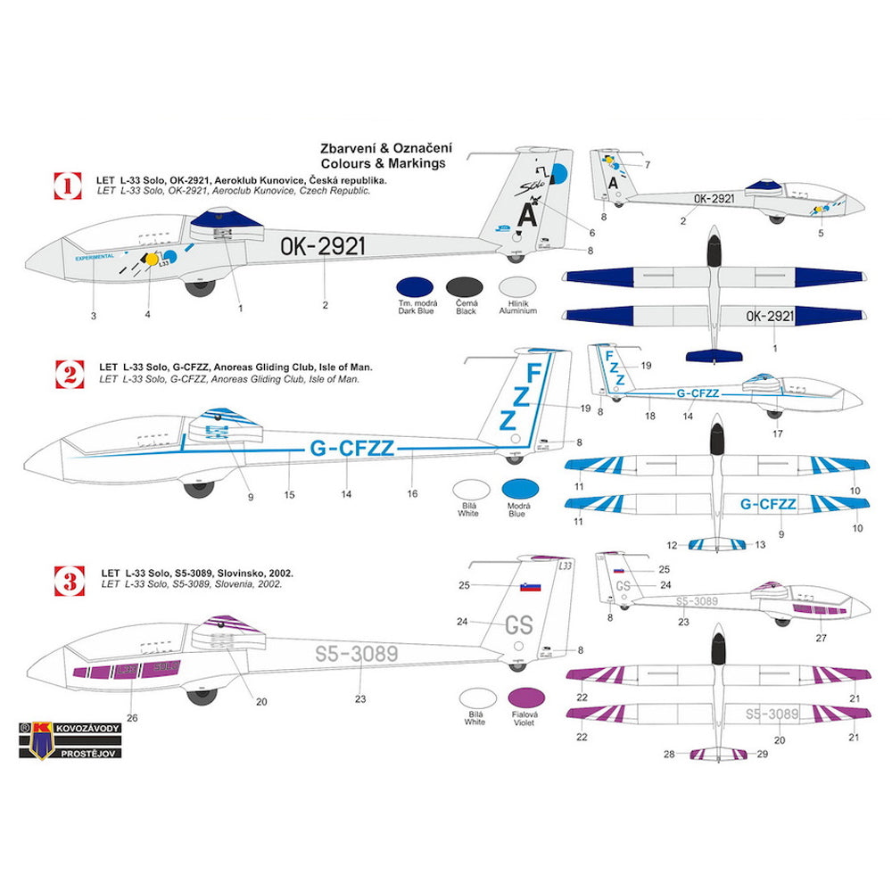 Kovozavody Prostejov 72498 Let L-33 Solo 'Over Europe' 1:72 Model Kit