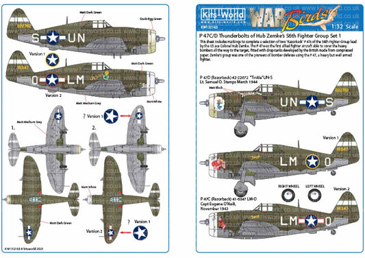 Kits World 132163 Aircraft Decals 1:32 Republic P-47C/Ds of the 56th Fighter Gro