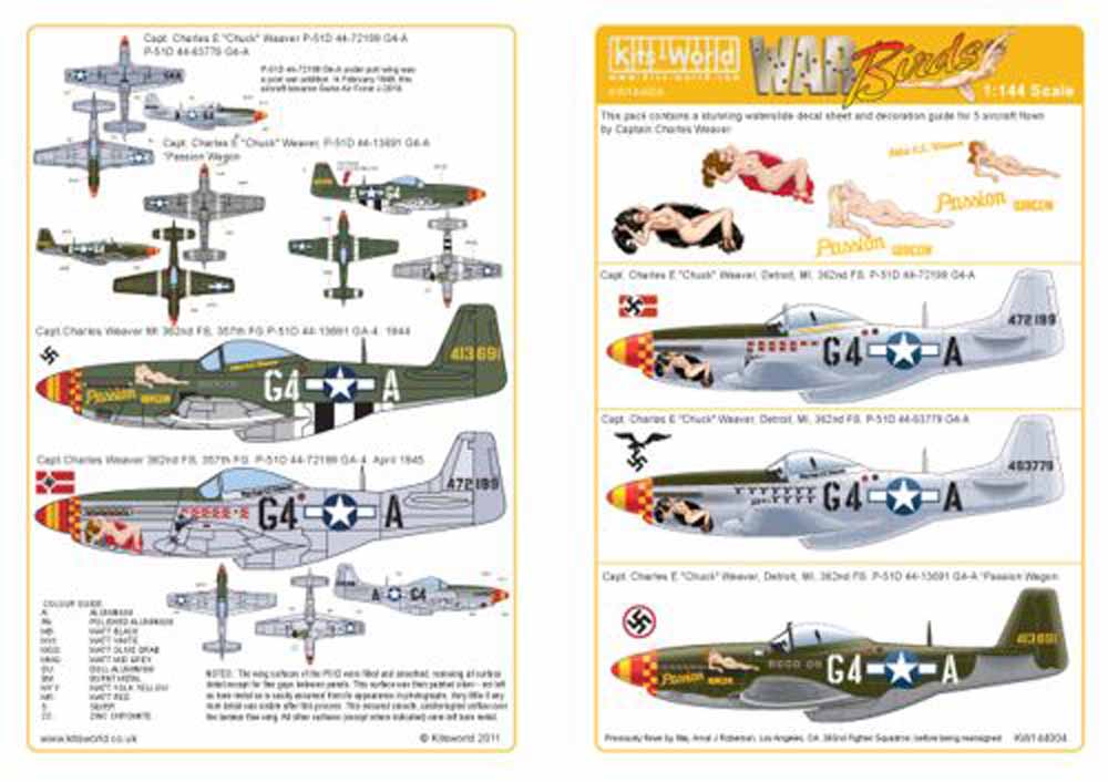 Kits World 144004 Aircraft Decals 1:144 North-American P-51D Mustang Captain Cha
